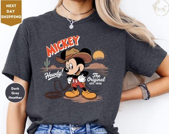 Disney Mickey Mouse Cowboy The Original Shirt, Howdy T-shirt, Western Mickey Tee, Disneyland Family Matching, Disney Trip