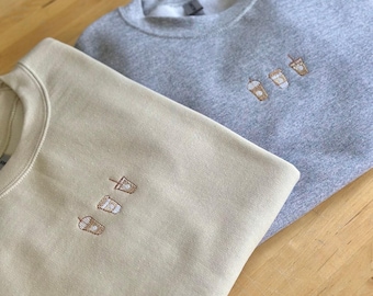 Embroidered Coffee Sweatshirt, Iced Coffee Shirt, Trendy Coffee Hoodie, Coffee Addict, Gift for Coffee Lover Sweater, Custom Coffee Shirt