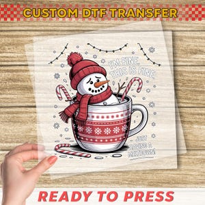 Merry Christmas Snowman Ready to Press Transfer Direct to Film DTF Transfers Sublimation Transfer