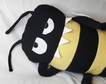 Large plush bumblebee, handmade bee, insect toys for children, stuffed wasp, unique mascot, gift for insect lover