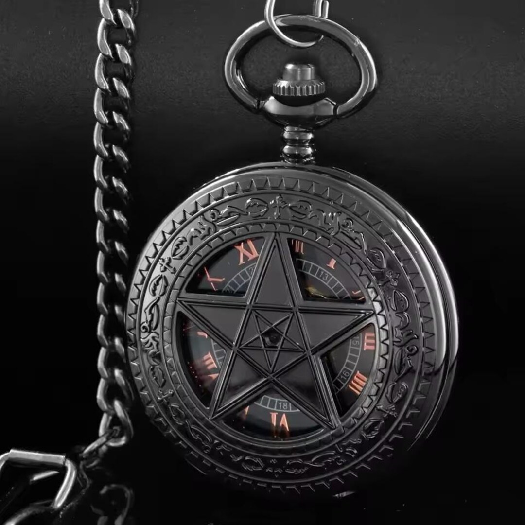 Retro Black Mechanical Pocket Watch Men Antique Roman Number Dial Chain ...