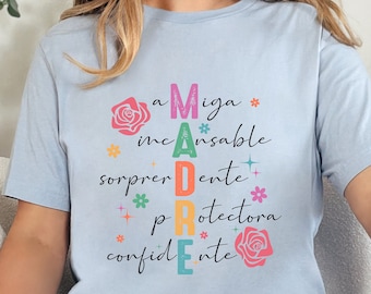Spanish Mother's Day Shirt, Retro Madre Shirt, Shirt for Latina Mom, Floral Madre Shirt, Latina Mother's Day Gift Shirt