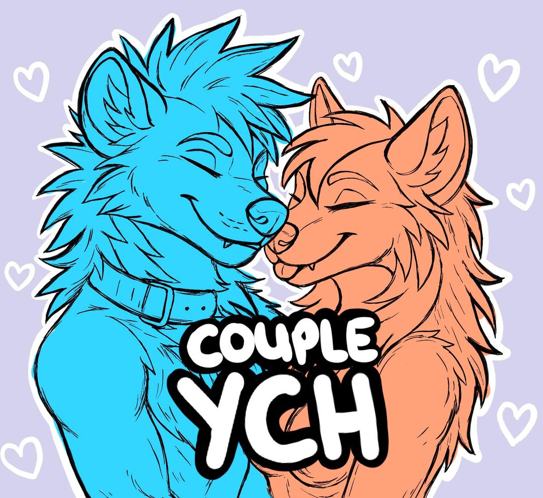 Furry Couple YCH | Cute Love Furry Art | Custom Fursona Icon | Basefill ...