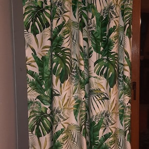 Monstera leaves Curtain, Leaves Curtain, Jungle Curtain, Tropical Curtain, Botanical Curtain, Monstera Curtain, Green leaves curtain - 1 pcs