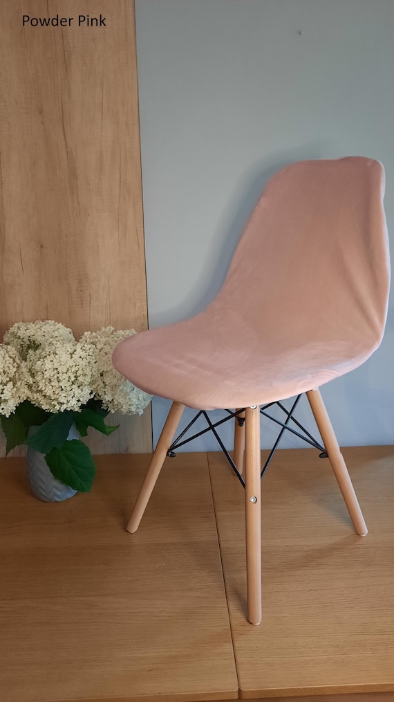 POWDER PINK Velvet Scandi Chair Cover Stretch Chair Cover PINK
