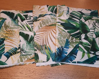 7 chutes de tissu Monstera avec motifs végétaux, chutes de velours tropicales, chutes de tissu de la jungle, chutes de textile tropicales - Lot