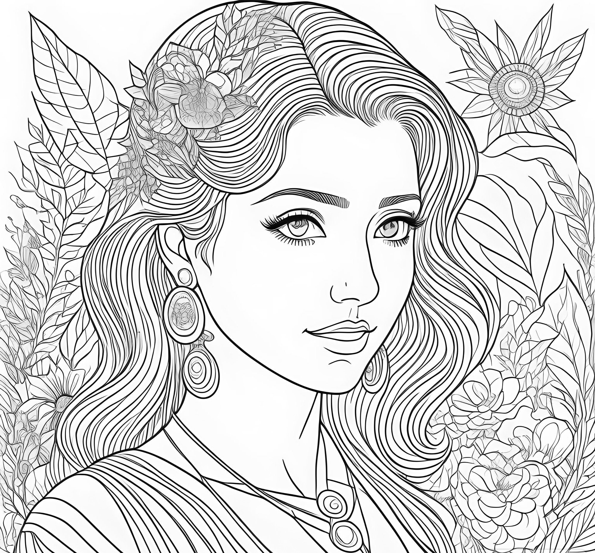 100 Women Coloring Pages L Printable Coloring Book L Digital Coloring L
