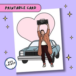 Cartão de amor "Diga o que quiser" | Cena de boombox de Lloyd Dobler | Dia dos Namorados de filme dos anos 80 | Cartão romântico de aniversário | Cartão para impressão | Download instantâneo