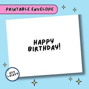 Printable Happy Birthday Envelope Template | A2 Envelope | Print at Home Envelope for Greeting Cards | Digital Stationary | Instant Download