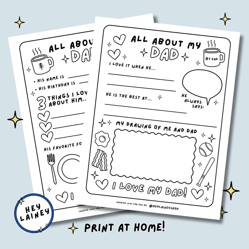 Father's Day Printable | Kids Coloring Page | All About My Dad ...