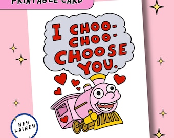 Simpsons Inspired Love Card: I Choo-Choo-Choose You - Valentine's Card (Digital Download)