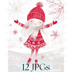 Paquete de imágenes prediseñadas navideñas escandinavas, arte popular nórdico (descarga digital)