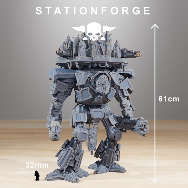 Scavenger Trident - Station Forge - 24 inches tall - 32/28 mm - Collosal Titan - 8k print