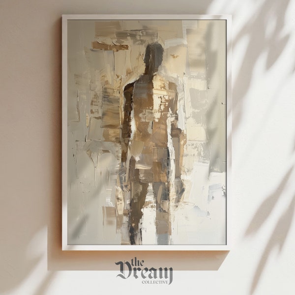 Palette Knife Painting, Neutral Colour Wall Art, Abstract Figure Study Art Print, Home Decor, PRINTABLE 031