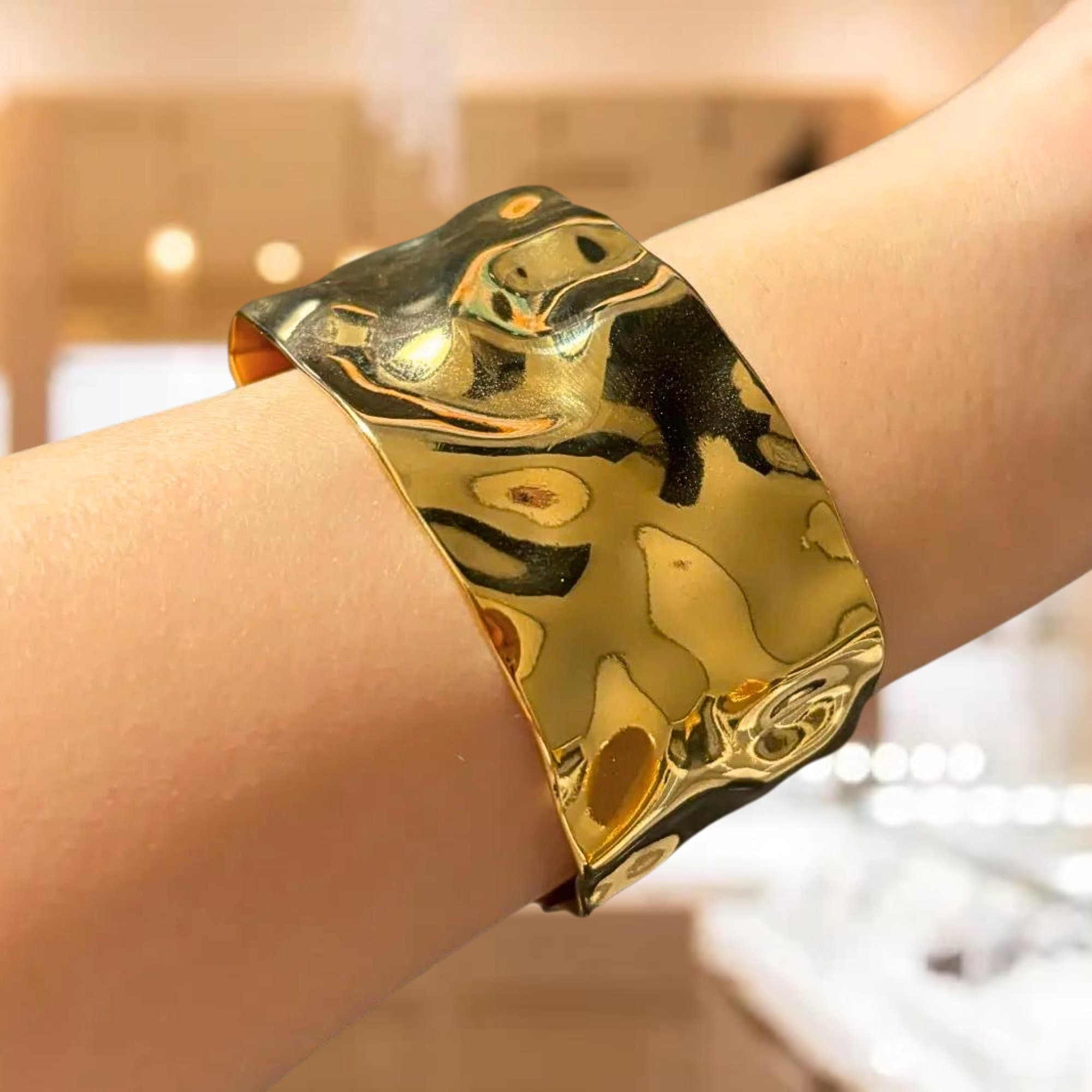 Cuff Bracelet, Chunky Gold Bangle, Stackable Bracelet