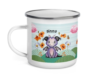 Personalized Kid's Dragon Mug | Custom Enamel Mug | Cute Mug | Animal Mug | Kid's Gift | Drinkware
