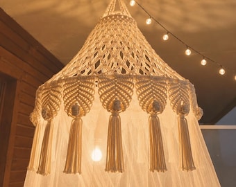 Boho Macrame Crib Canopy: Nursery Decor, Mosquito Net