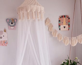 Boho Macrame Crib Canopy: Nursery Decor, Bed Netting