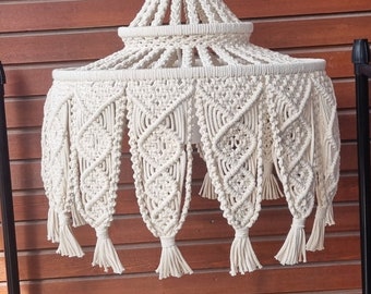 Lampadario Boho, Lampadario Macrame, Paralume Boho, Arredamento Boho, Lampada con perline, Luce sospesa, Lampada da soffitto, Lampada a sospensione Boho