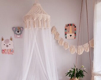 Boho Mosquito Net,Boho canopy,Bed canopy, Crib canopy, Boho curtains,Canopy bed kids, Hanging Canopy, Reading Hook Canopy