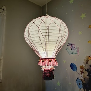 Macrame Hot Air Balloon Night Light: Travel Theme Nursery Decor