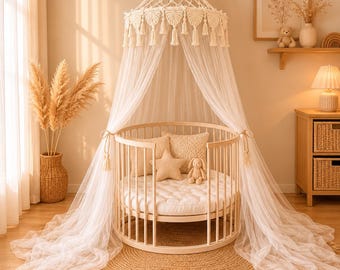 Boho Macrame Crib Canopy: Nursery Decor, Mosquito Net