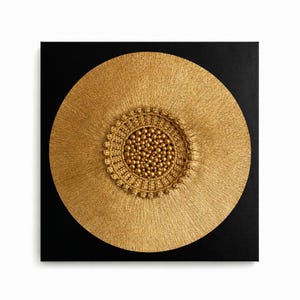 Golden Plaster Texture Wall Art: Round Relief Circle (19.68 in)