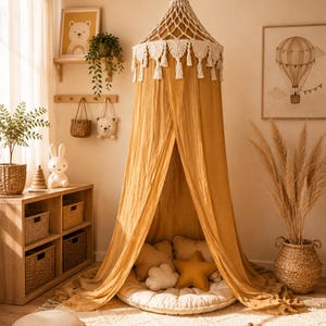 Boho Macrame Crib Canopy: Nursery Decor, Mosquito Net