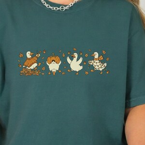 Comfort Colors Cute Goose T-Shirt, Funny Fall Geese Shirt, Autumn Leaves Tee, Silly Crewneck Sweatshirt, Cottagecore Top, Cute Goose Tshirt