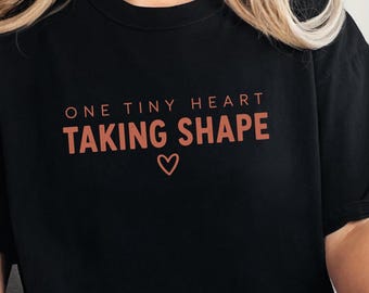 Comfort Colors Pregnancy Announcement T-Shirt, One Tiny Heart Taking Shape Tee, Expecting Motherhood Clothing, Baby Reveal Pregnant Mother