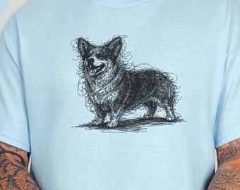 Corgi Shirt, Pembroke Welsh Corgi Sketch Tee, Loaf Dog Apparel, Cute Dog Art