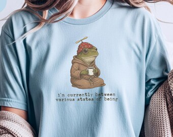 Existential Frog Shirt | I'm Currently Between Various States of Being Graphic, Absurdist Humor Tee