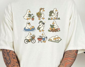 Whimsical Duck Shirt, Cute Duck Lover Gift, Gardening Duck Tee, Funny Animal Shirt, Cozy Cottagecore Clothing, Nature Lover Top