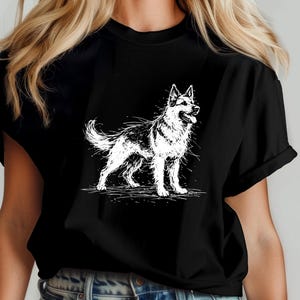 Maglietta con pastore tedesco / Maglietta con grafica a schizzo di pastore tedesco / Abbigliamento per amanti dei cani K9 immagine 1