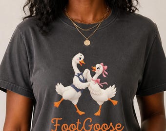 Comfort Colors Coquette Vintage Geese T-Shirt, FootGoose Pop-Culture Movie Parody Graphic T-Shirt, Grandmillennial Cottagecore Scandinavian