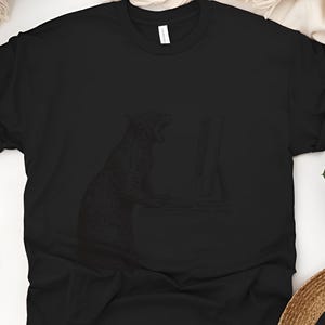 Angry Cat T-Shirt, Cat Vs Computer Tee, Vintage Engraving Art, Retro Computer Art image 2