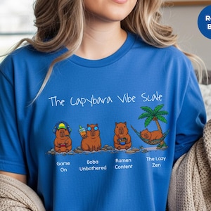 Capybara Gaming Shirt, Vibe Scale Gamer Boba Ramen Relaxing Tee, Level Up Tee | Funny Boba Tea, Japanese Ramen Lover, Youth Birthday Gift image 1