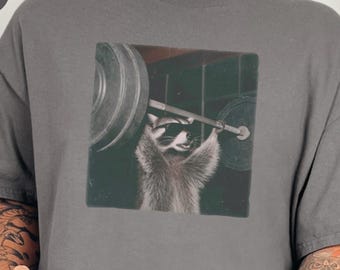 Trash Panda Lifting Weights Shirt | Raccoon Bodybuilding Tee | Funny Gym Humor Gift