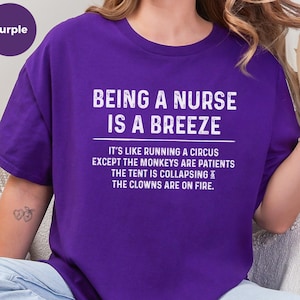 T-shirt humoristique sur le thème des infirmières, « Être infirmière, c'est facile », T-shirt drôle pour infirmières sarcastiques, Humour hospitalier, T-shirt « Pas mon singe », Anniversaire médical image 1