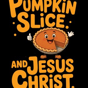 Comfort Colors Fall Christian Shirt, Pumpkin Slice And Jesus Christ Tee, Thanksgiving Faith Sunday Outfit, Inspirational Autumn image 1