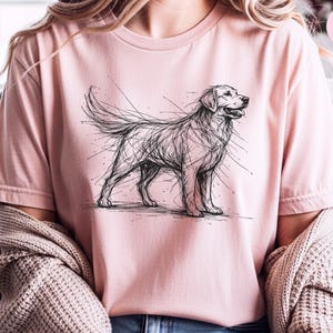 Golden Retriever Shirt | Sketch Canine Tee | Dog Lover Apparel | Puppy Art Print image 4