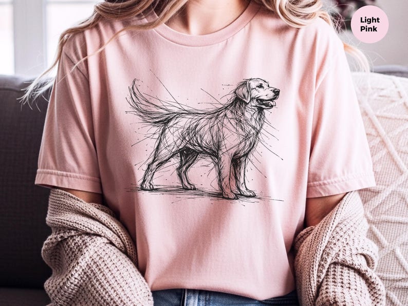 Golden Retriever Shirt | Sketch Canine Tee | Dog Lover Apparel | Puppy Art Print image 4