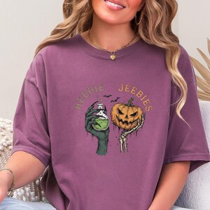 Comfort Colors Halloween Potion Heebie Jeebies Shirt, Witchy Skeleton Hands Tee, Jack O Lantern Spooky Season, Gothic Vintage Fall Graphic image 3
