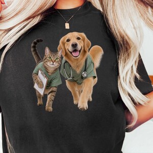 Veterinarian Shirt, Vet Tech Gift, Veterinary Clinic Tee, Golden Retriever Shirt, Tabby Cat Lover Gift, Veterinary Medicine Sweatshirt image 4