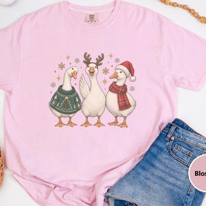Christmas Goose Shirt, Festive Goose Sweatshirt, Funny Goose Gift, Holiday Bird Tee, Winter Animal Shirt, Ugly Christmas Sweater Style image 1