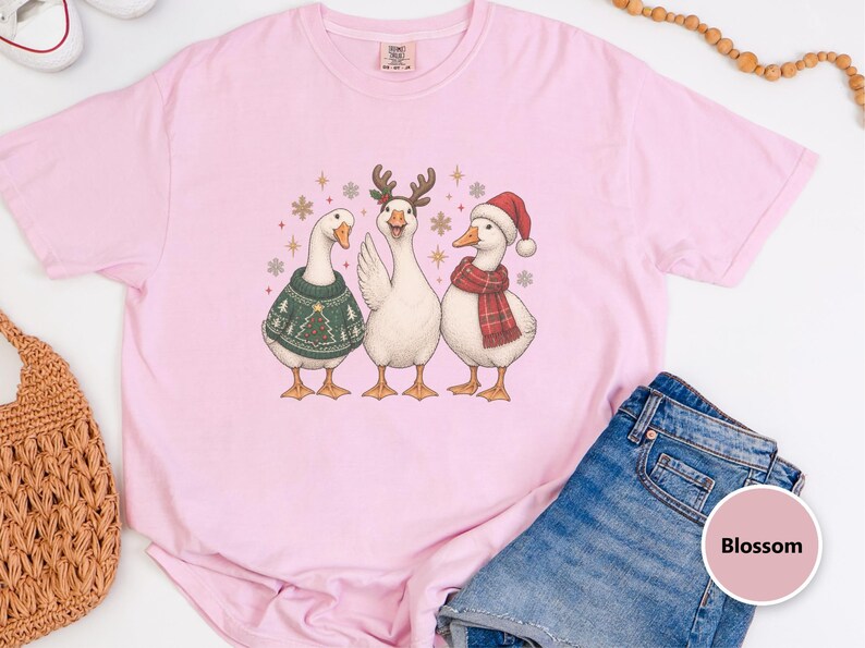 Christmas Goose Shirt, Festive Goose Sweatshirt, Funny Goose Gift, Holiday Bird Tee, Winter Animal Shirt, Ugly Christmas Sweater Style image 1