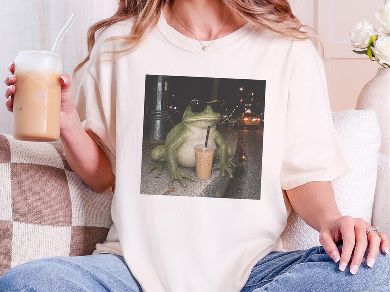 Weird Frog Shirt, Gift for Frog Lover, Sarcastic Coffee Lover, Funny Animal Meme image 3