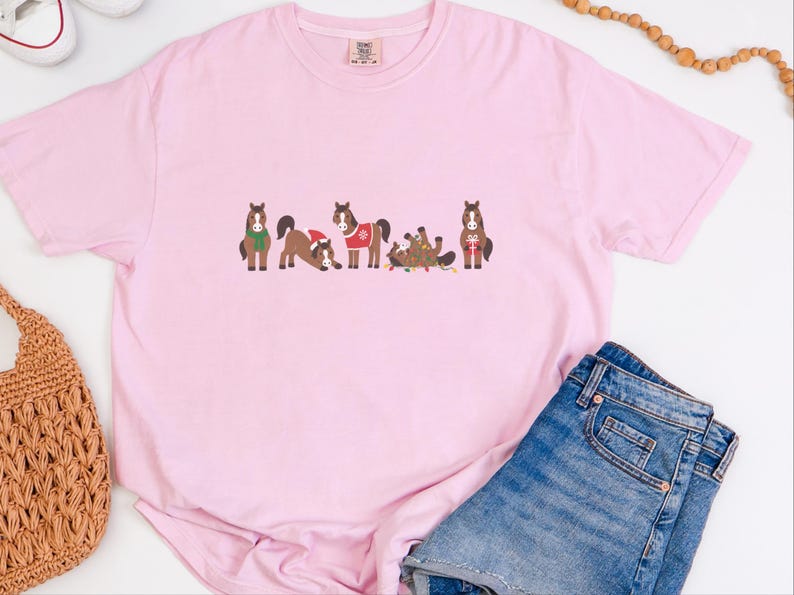 Christmas Horse Shirt, Funny Horse Lover Gift, Equestrian Holiday Sweatshirt, Festive Farm Animal Tee image 1
