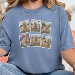 Capybara Shirt, Vintage Postage Stamps Tee, Cute Animal Lover Gift, Farm Animal T Shirt, Retro Nature Graphic Tee image 9