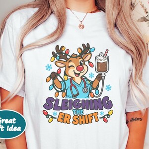 Er Christmas Shirt, Sleighing The Er Shift Nurse Top, Emergency Room Gift, Christmas Nurse Sweatshirt, Medical Staff Tee, Holiday Rn Gift image 5
